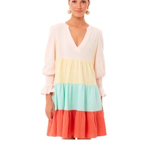Pomander Place sorbet lightweight 100% cotton pastel ruffle dress medium… - Picture 3 of 8